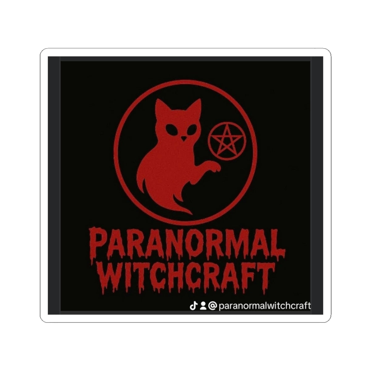 Paranormal Witchcraft Sticker — Red Cat Pentagram Kiss-Cut Decal