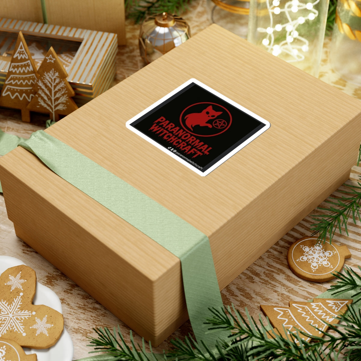 Paranormal Witchcraft Sticker — Red Cat Pentagram Kiss-Cut Decal