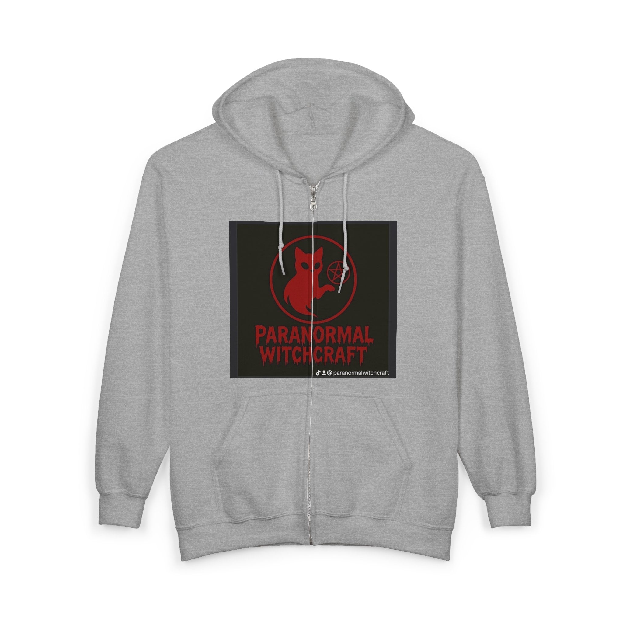 Paranormal Witchcraft Zip Hoodie – Occult Cat Full-Zip Sweatshirt