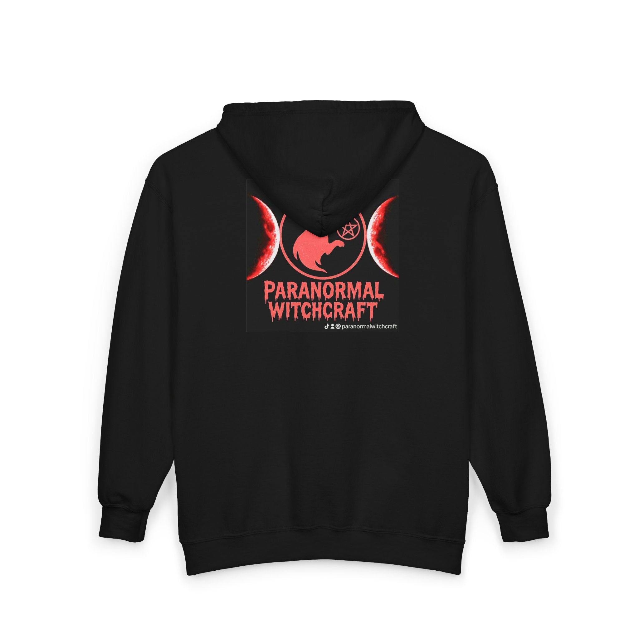 Paranormal Witchcraft Zip Hoodie – Triple Moon Cat & Pentagram