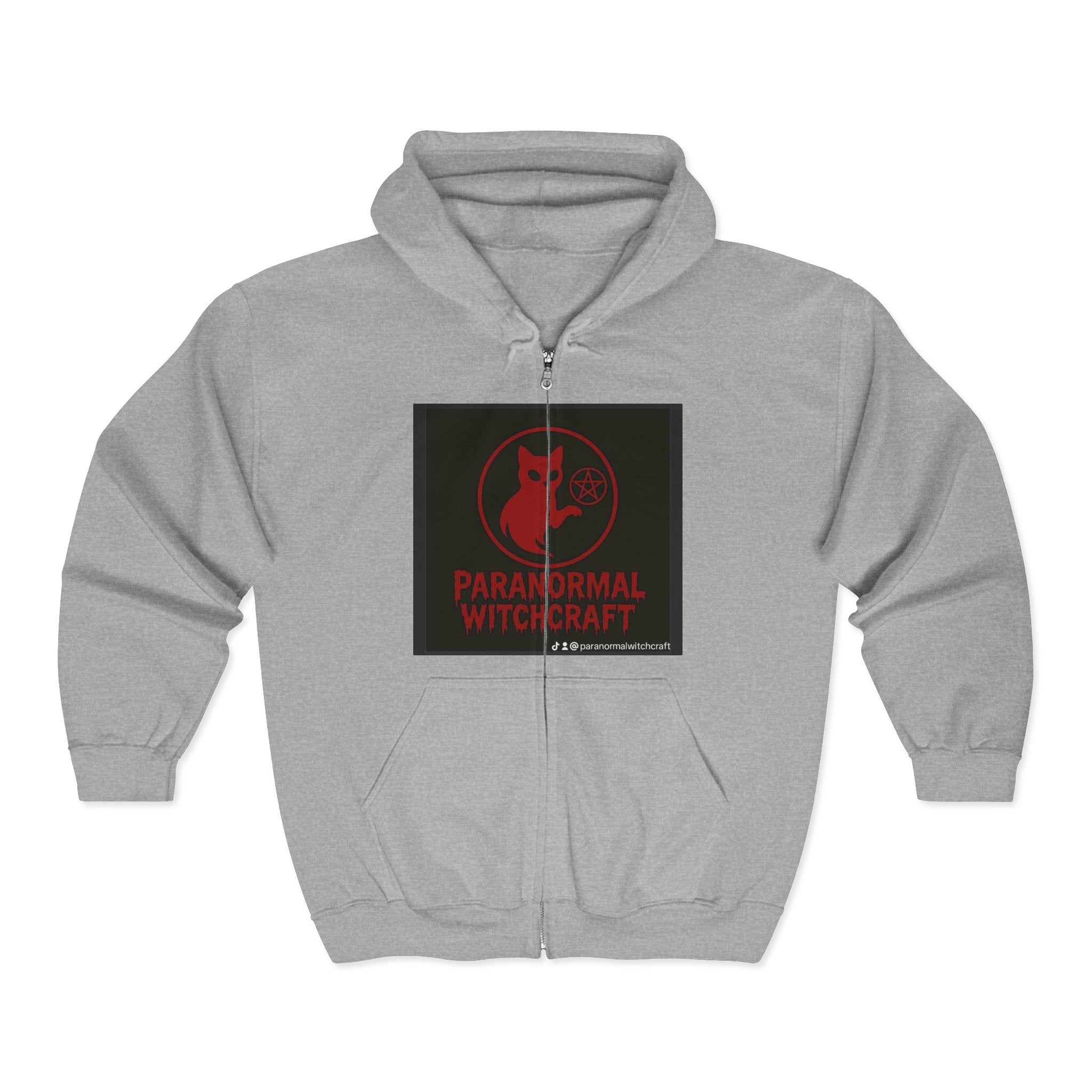 Paranormal Witchcraft Zip Hoodie – Occult Cat Full-Zip Sweatshirt