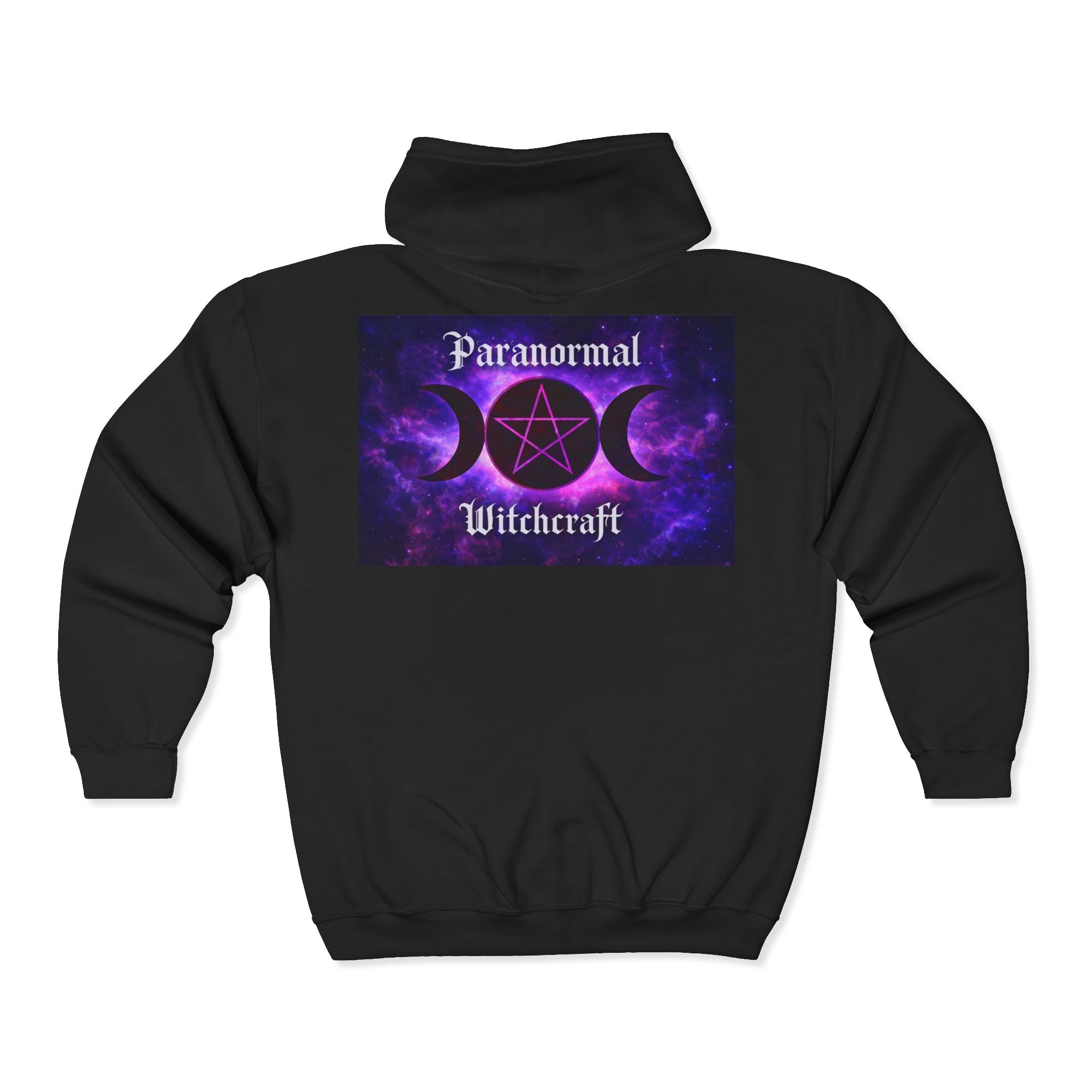 Paranormal Witchcraft Zip Hoodie – Triple Moon Cat & Pentagram