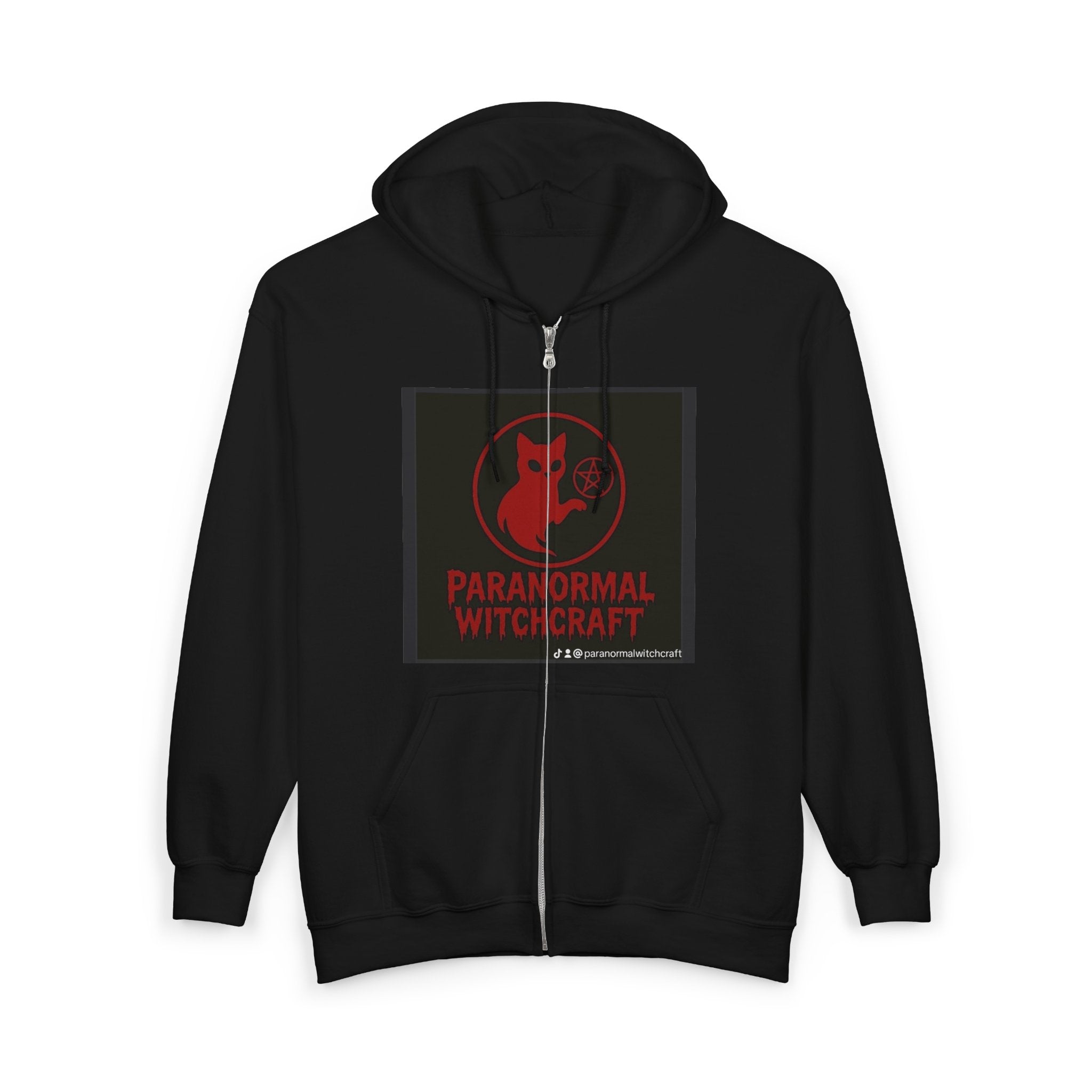 Paranormal Witchcraft Zip Hoodie – Occult Cat Full-Zip Sweatshirt