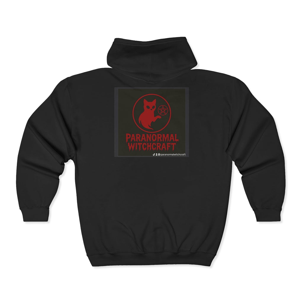 Paranormal Witchcraft Zip Hoodie – Occult Cat Full-Zip Sweatshirt
